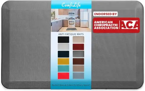 ComfiLife Anti Fatigue Floor Mat – 3/4 Inch Thick Kitchen Mats for Floor, Standing Desk Mat, Kitchen Rug – Comfort at Home, Office – Durable – Stain Resistant – Non-Slip Bottom (20" x 39", Charcoal)